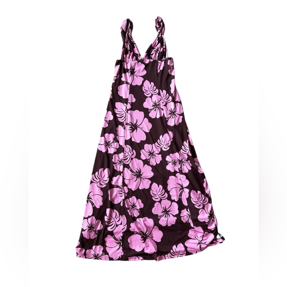 Hansen and Gretel Campari Dress Pink Hibiscus Size S Pink and Brown Maxi Dress